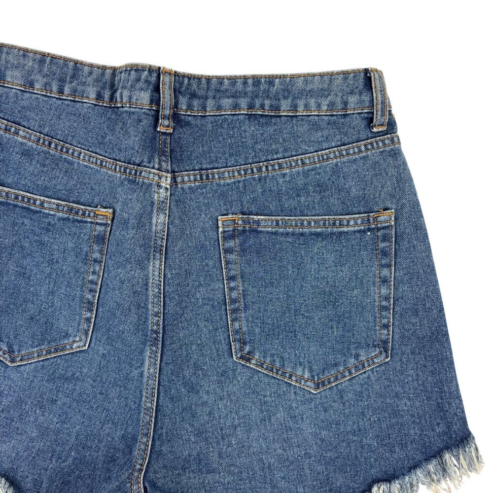 Wild Fable Denim Shorts Womens Size 10 High Rise Distressed Angled Hem - Picture 9 of 11
